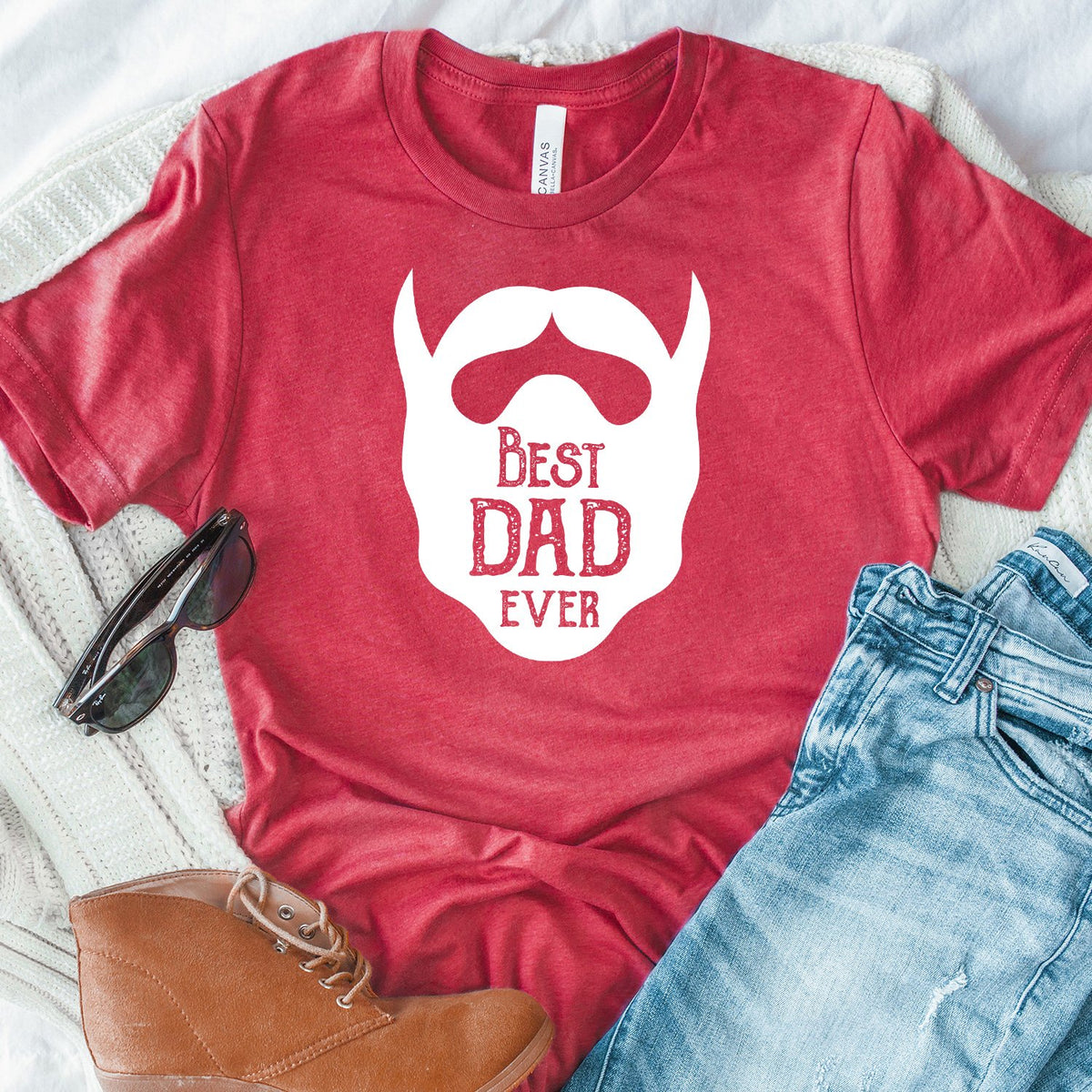 Best Dad Ever Beard - Short Sleeve Tee Shirt