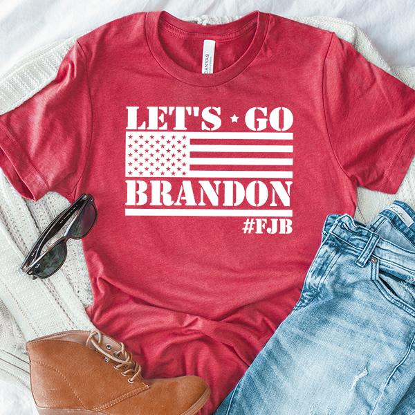 Let&#39;s Go Brandon American Flag - Short Sleeve Tee Shirt