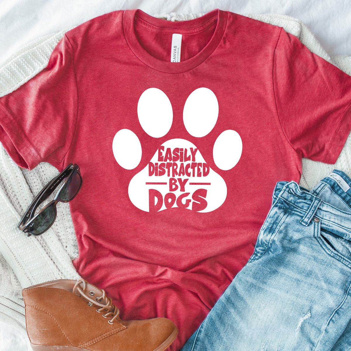 Easily Distracted By Dogs - Short Sleeve Tee Shirt