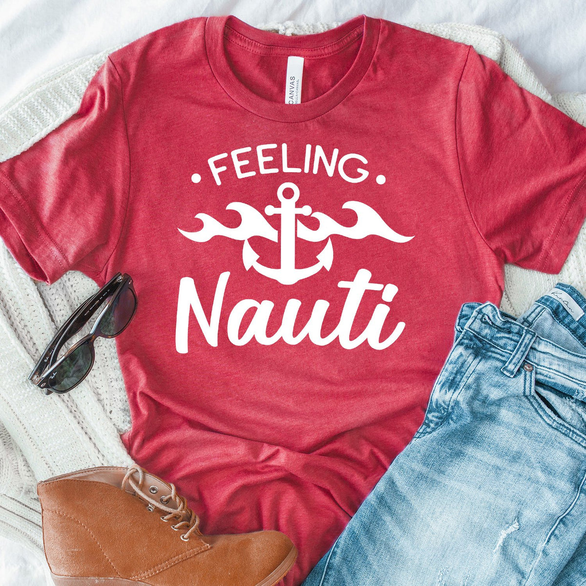 Feeling Nauti with Anchor - Short Sleeve Tee Shirt