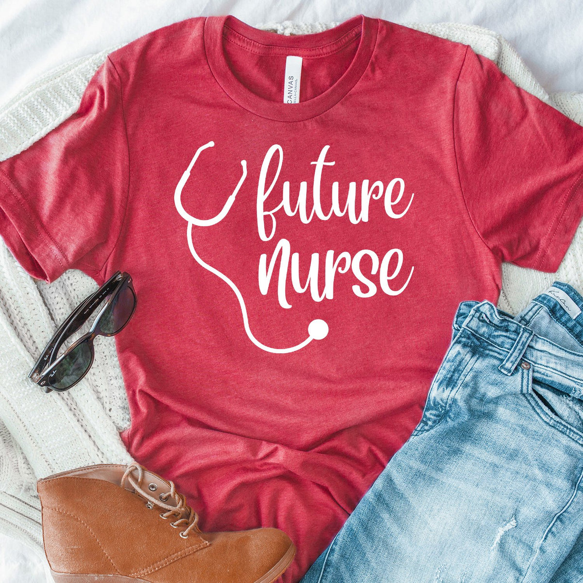 Future Nurse with Stethoscope - Short Sleeve Tee Shirt