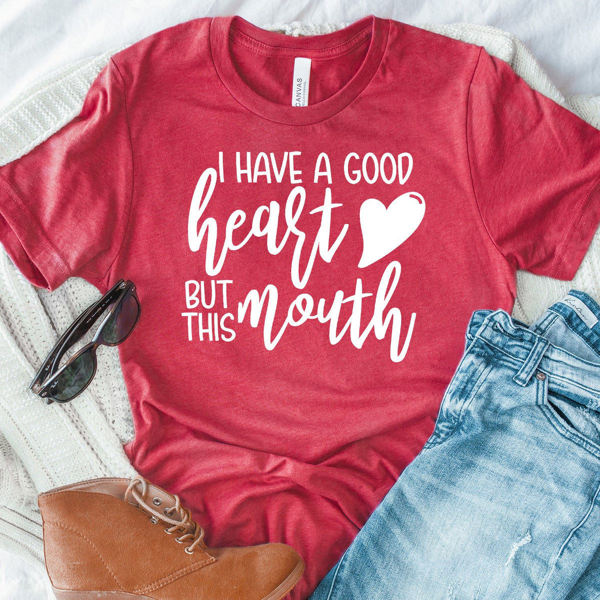 I Have A Good Heart But This Mouth - Short Sleeve Tee Shirt