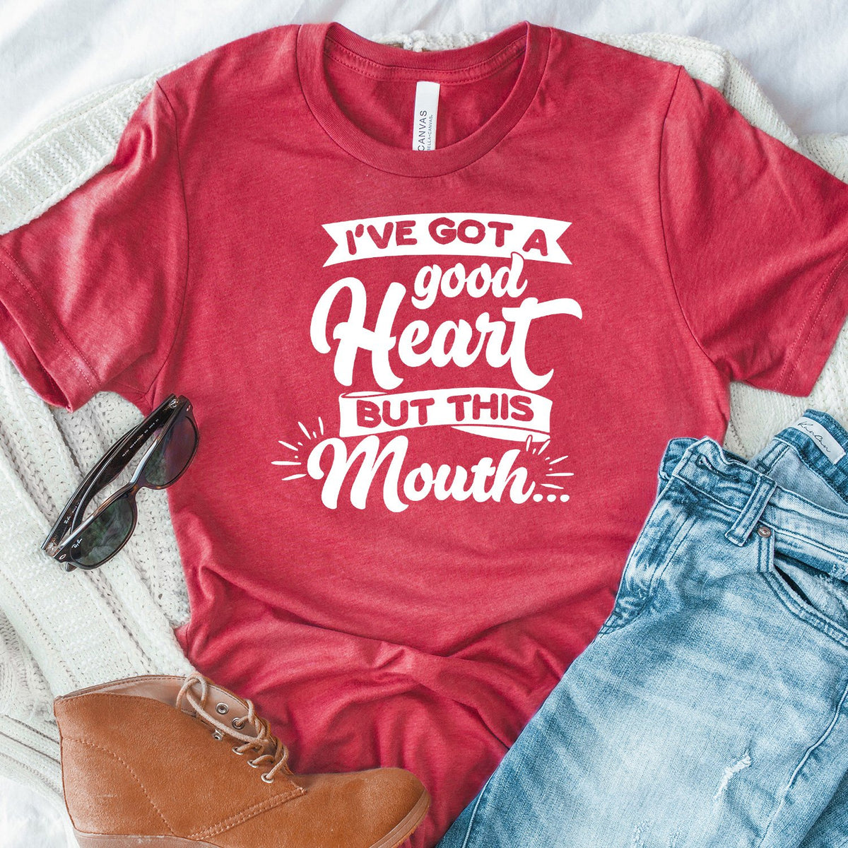 I&#39;ve Got A Good Heart But This Mouth - Short Sleeve Tee Shirt
