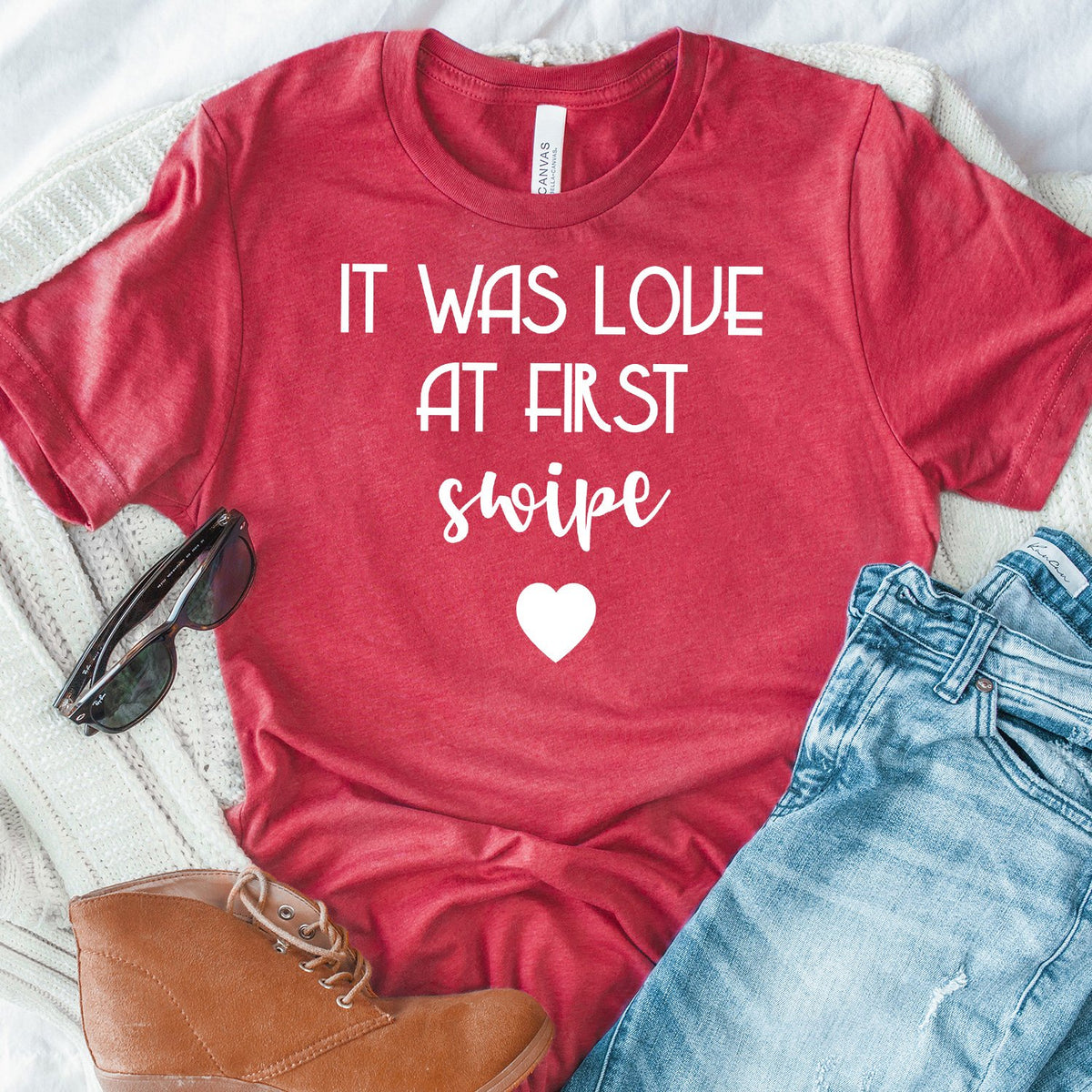 It Was Love at First Swipe - Short Sleeve Tee Shirt