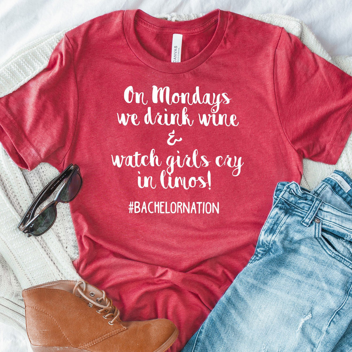 On Mondays We Drink Wine &amp; Watch Girls Cry in Limos - Short Sleeve Tee Shirt