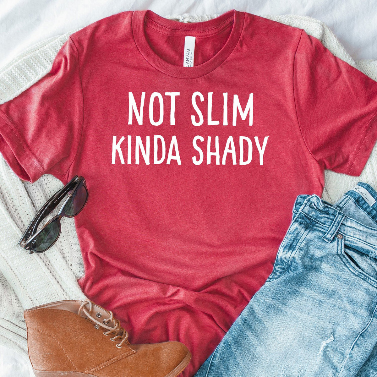 Not Slim Kinda Shady - Short Sleeve Tee Shirt