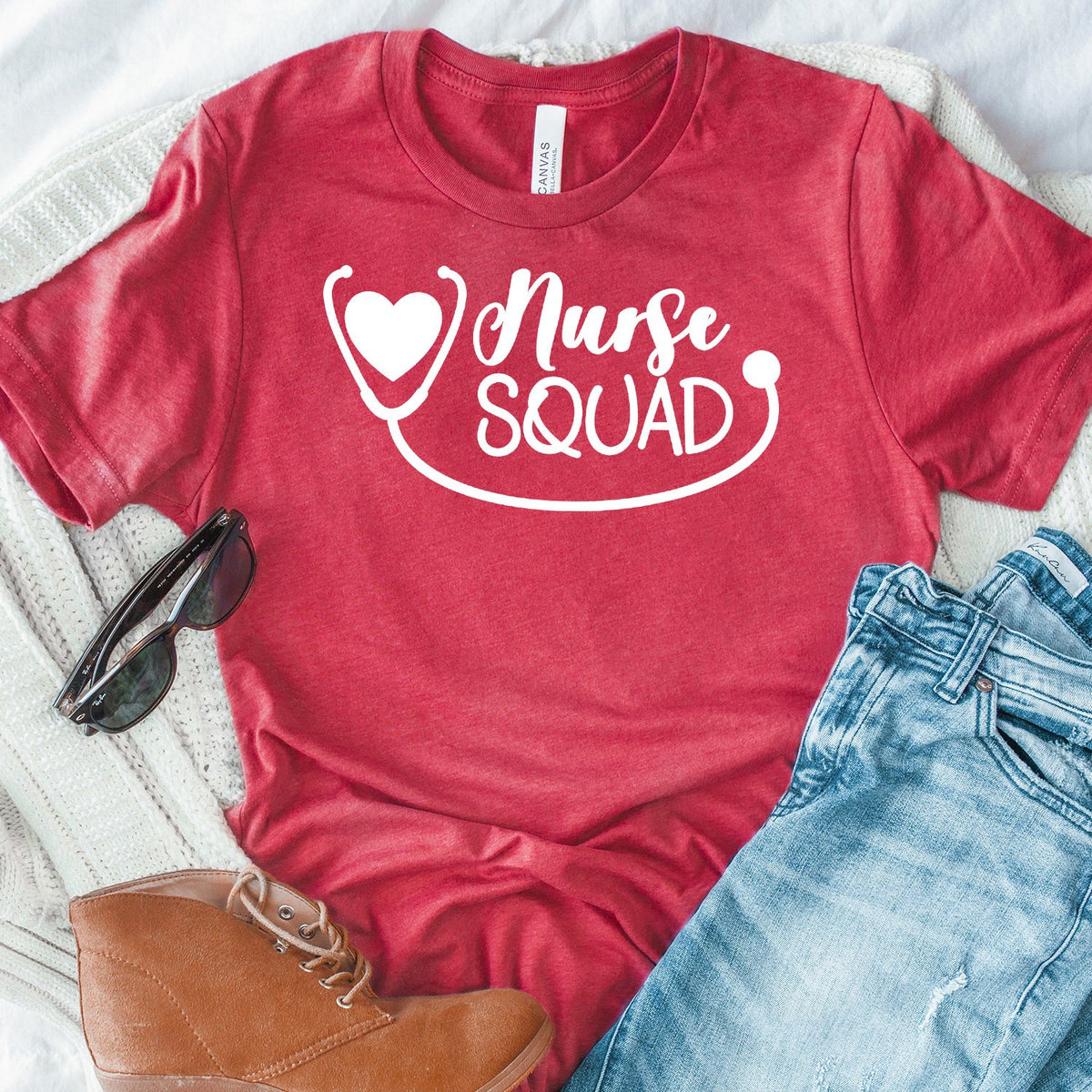 Nurse Squad with Stethoscope - Short Sleeve Tee Shirt