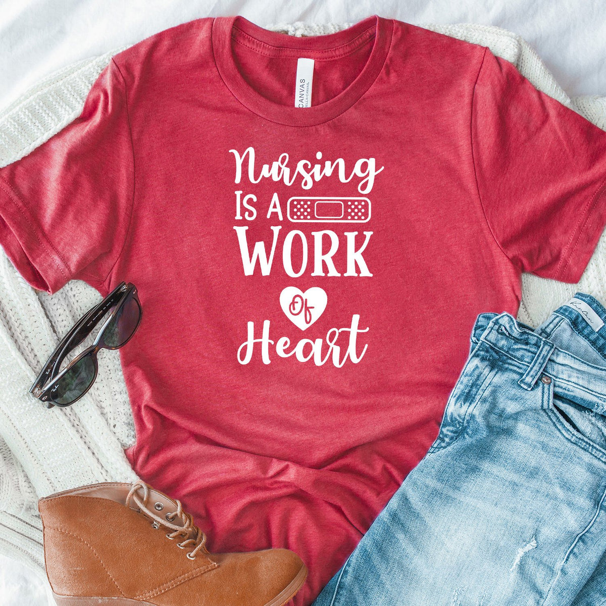 Nursing is A Work of Heart - Short Sleeve Tee Shirt