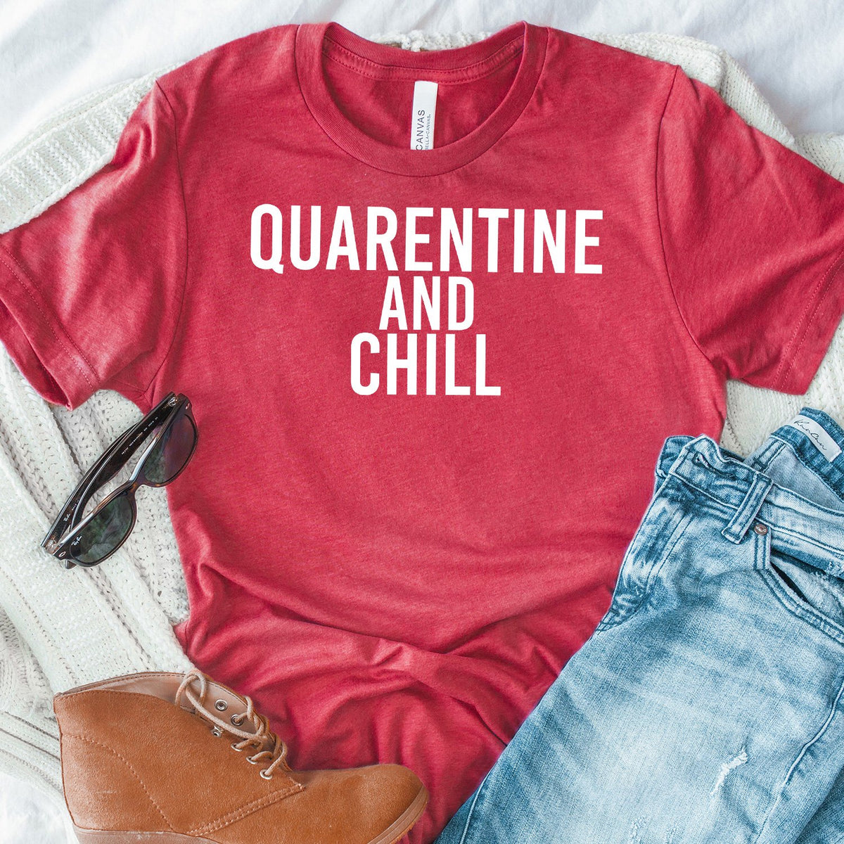 Quarantine and Chill - Short Sleeve Tee Shirt