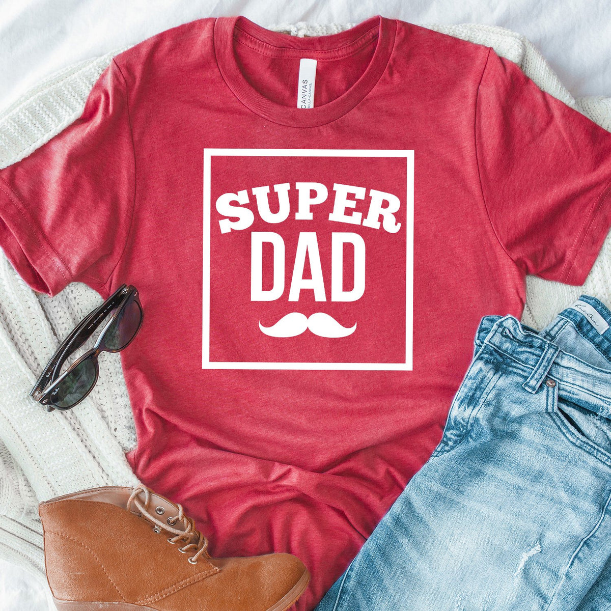 Super Dad Mustache - Short Sleeve Tee Shirt