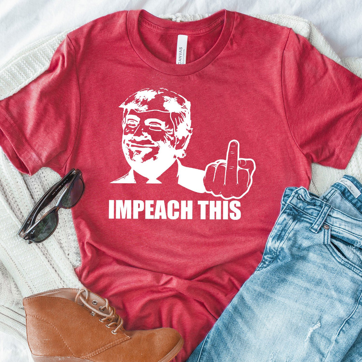 Trump Impeach This Middle Finger - Short Sleeve Tee Shirt