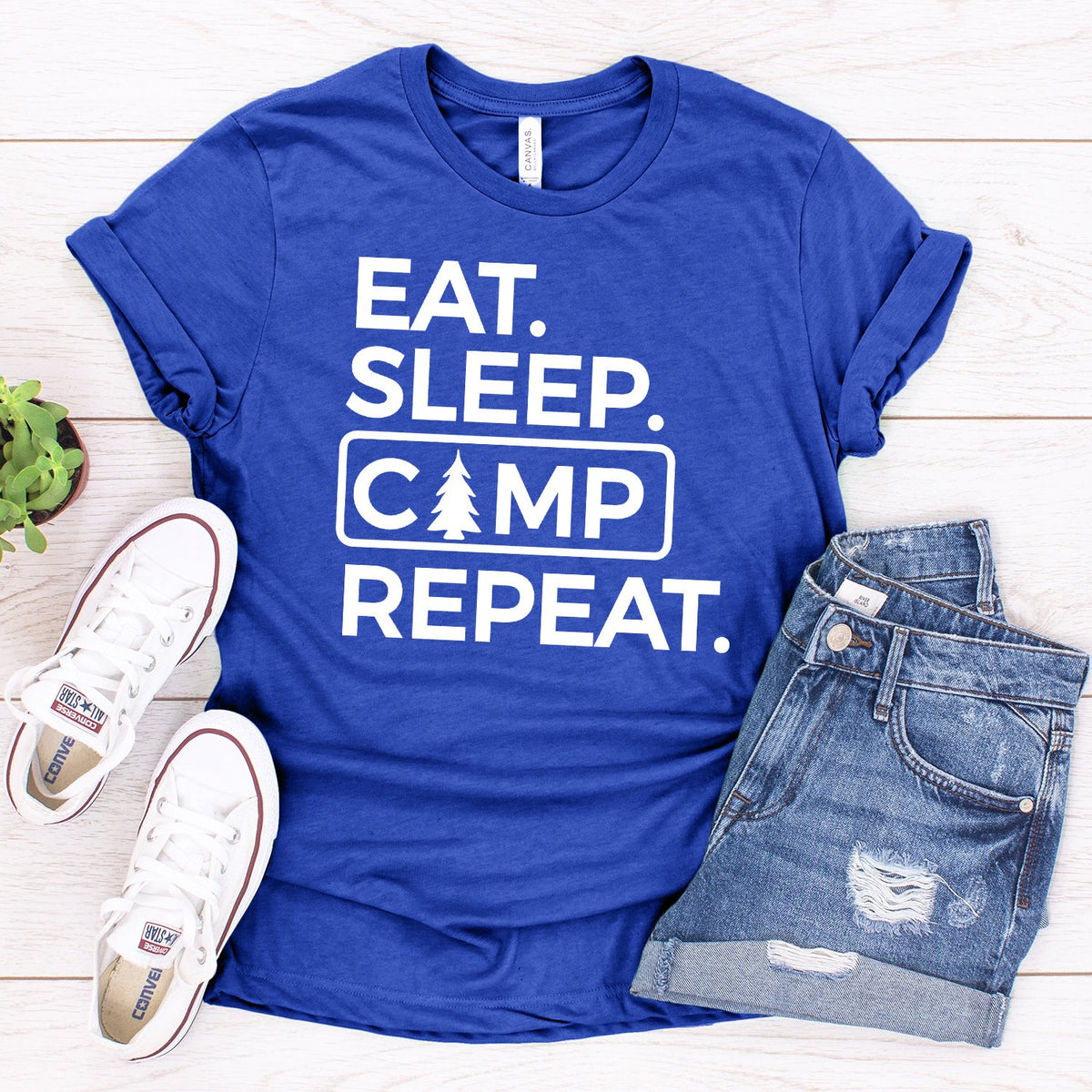 Eat Sleep Camp Repeat - Short Sleeve Tee Shirt