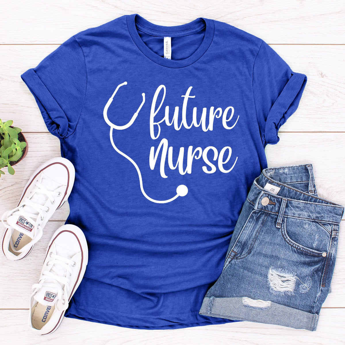 Future Nurse with Stethoscope - Short Sleeve Tee Shirt