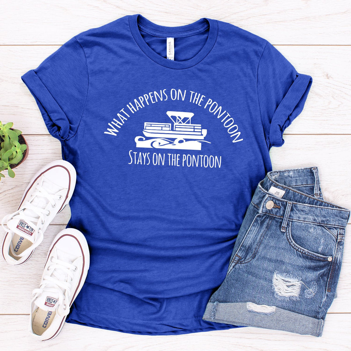 What Happens on the Pontoon Stays on the Pontoon - Short Sleeve Tee Shirt
