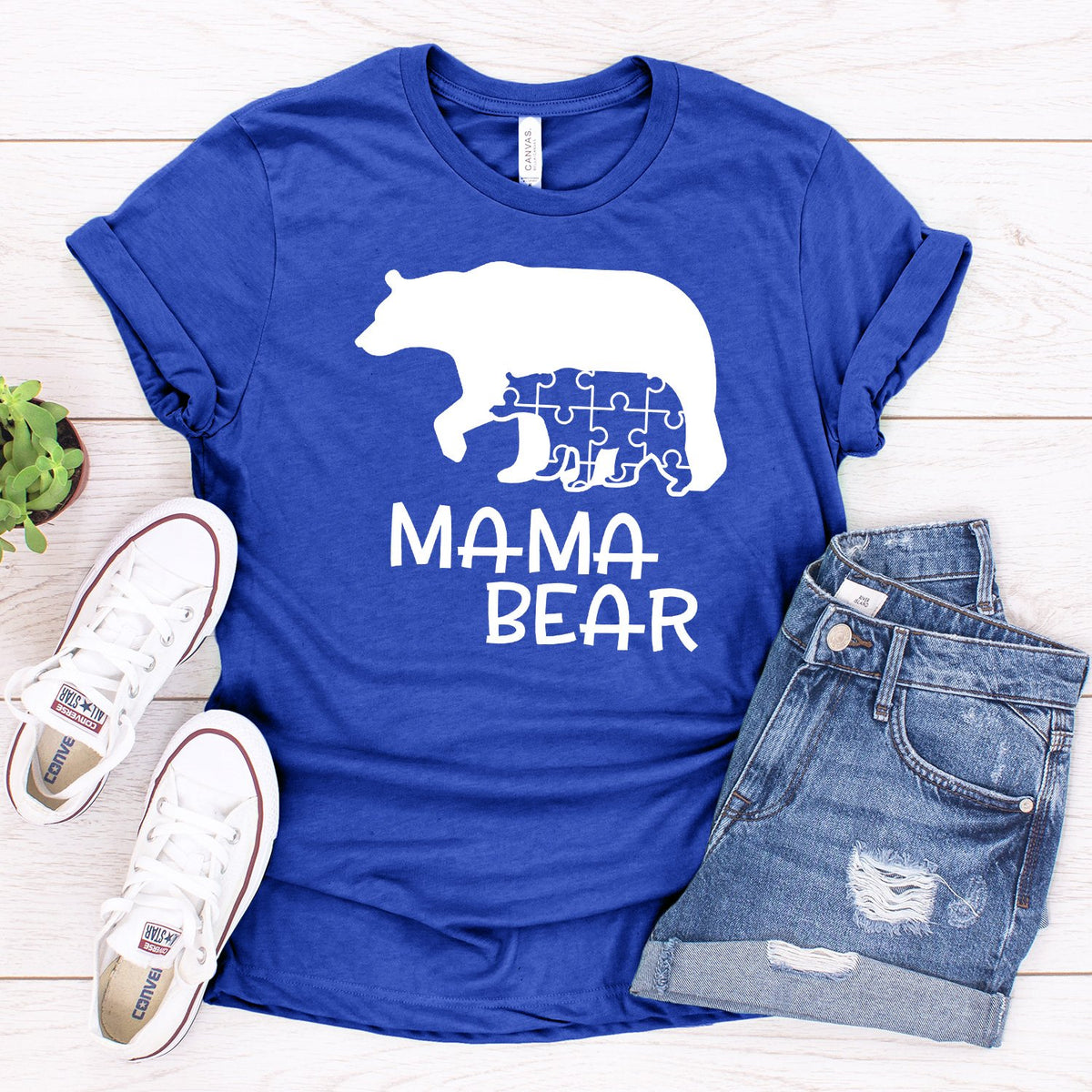 Autism Mama Bear and Cub - Short Sleeve Tee Shirt