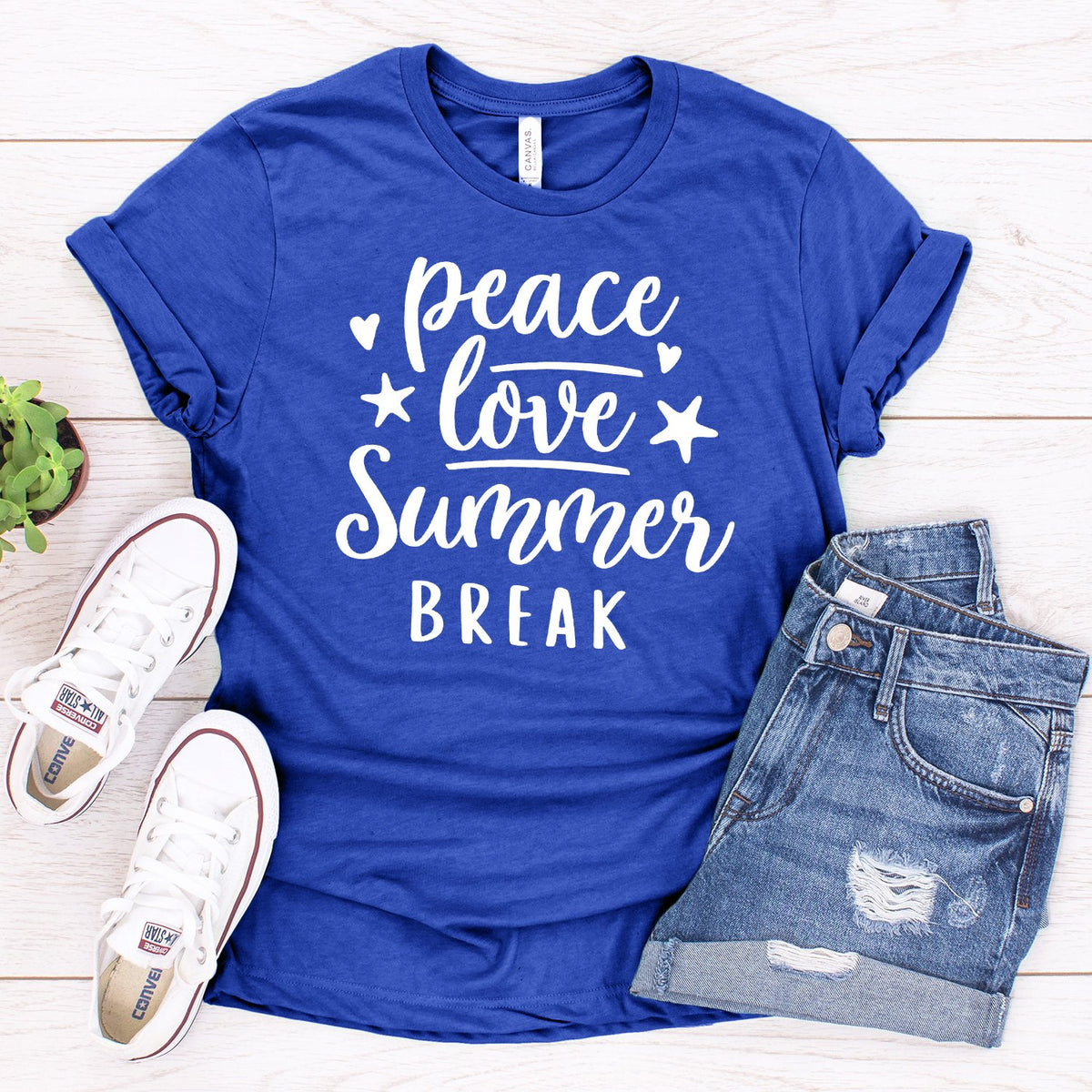 Peace Love Summer Break - Short Sleeve Tee Shirt