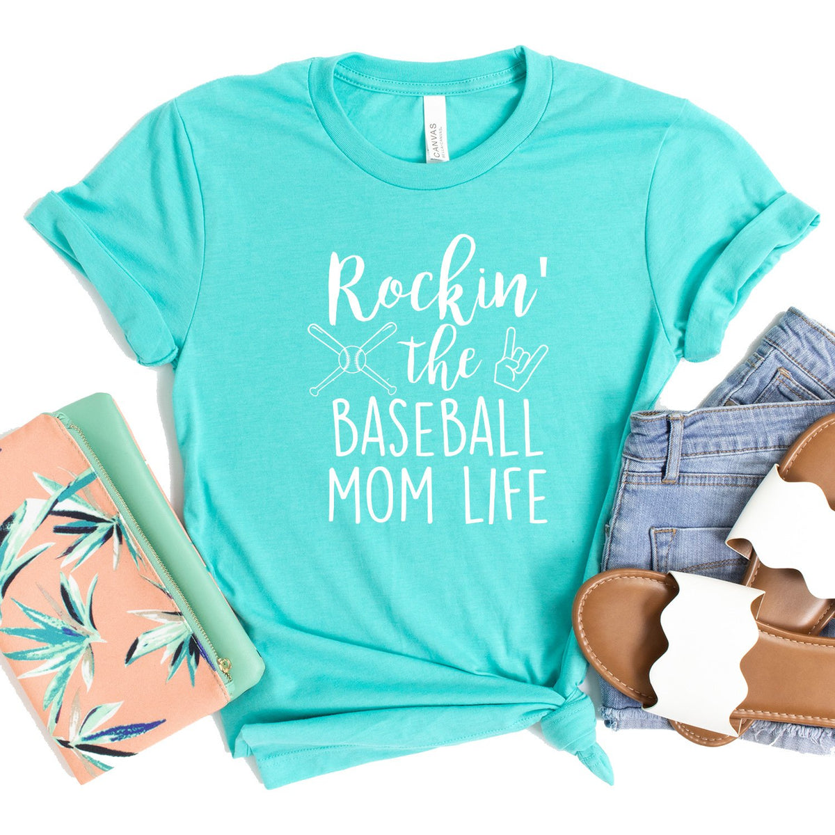 Rockin&#39; The Baseball Mom Life - Short Sleeve Tee Shirt