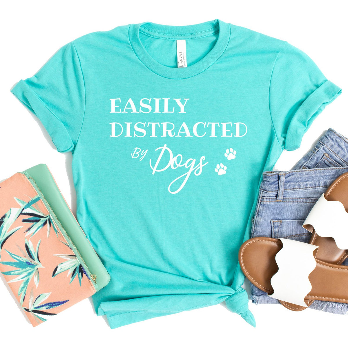 Easily Distracted By Dogs - Short Sleeve Tee Shirt