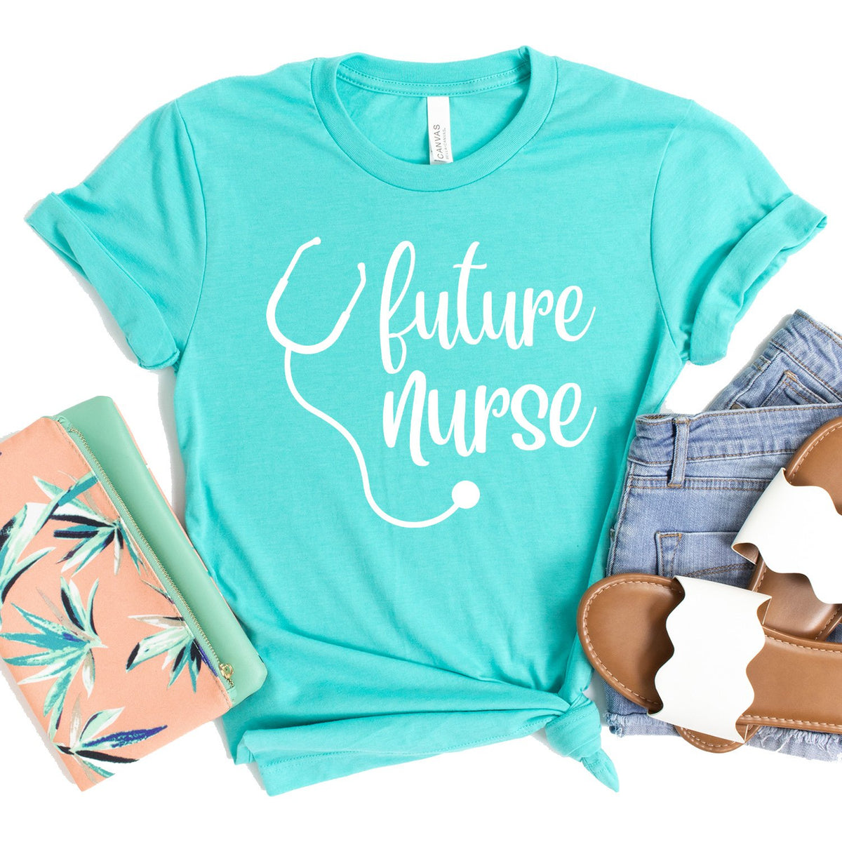 Future Nurse with Stethoscope - Short Sleeve Tee Shirt