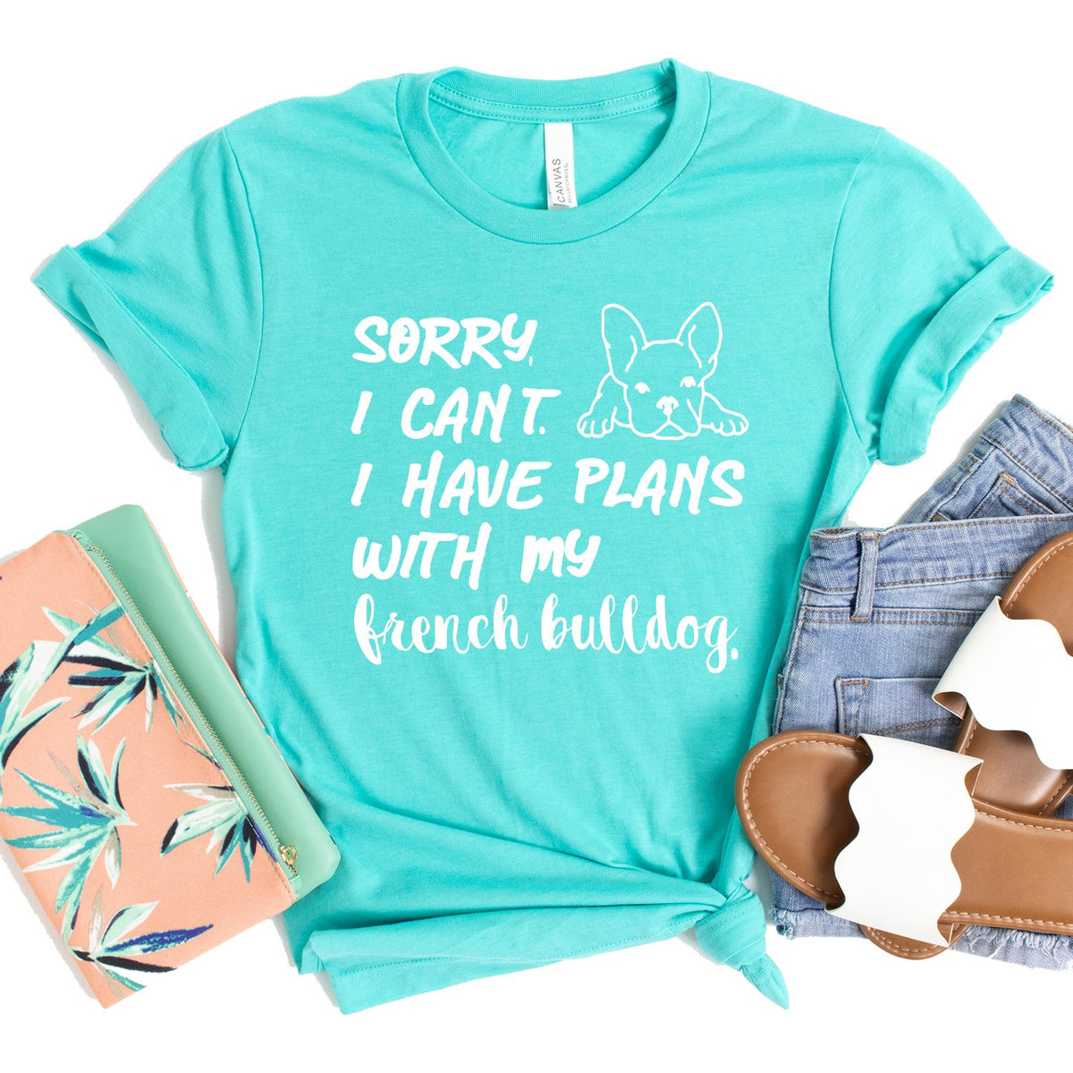 Sorry I Can&#39;t I Have Plans with My French Bulldog - Short Sleeve Tee Shirt