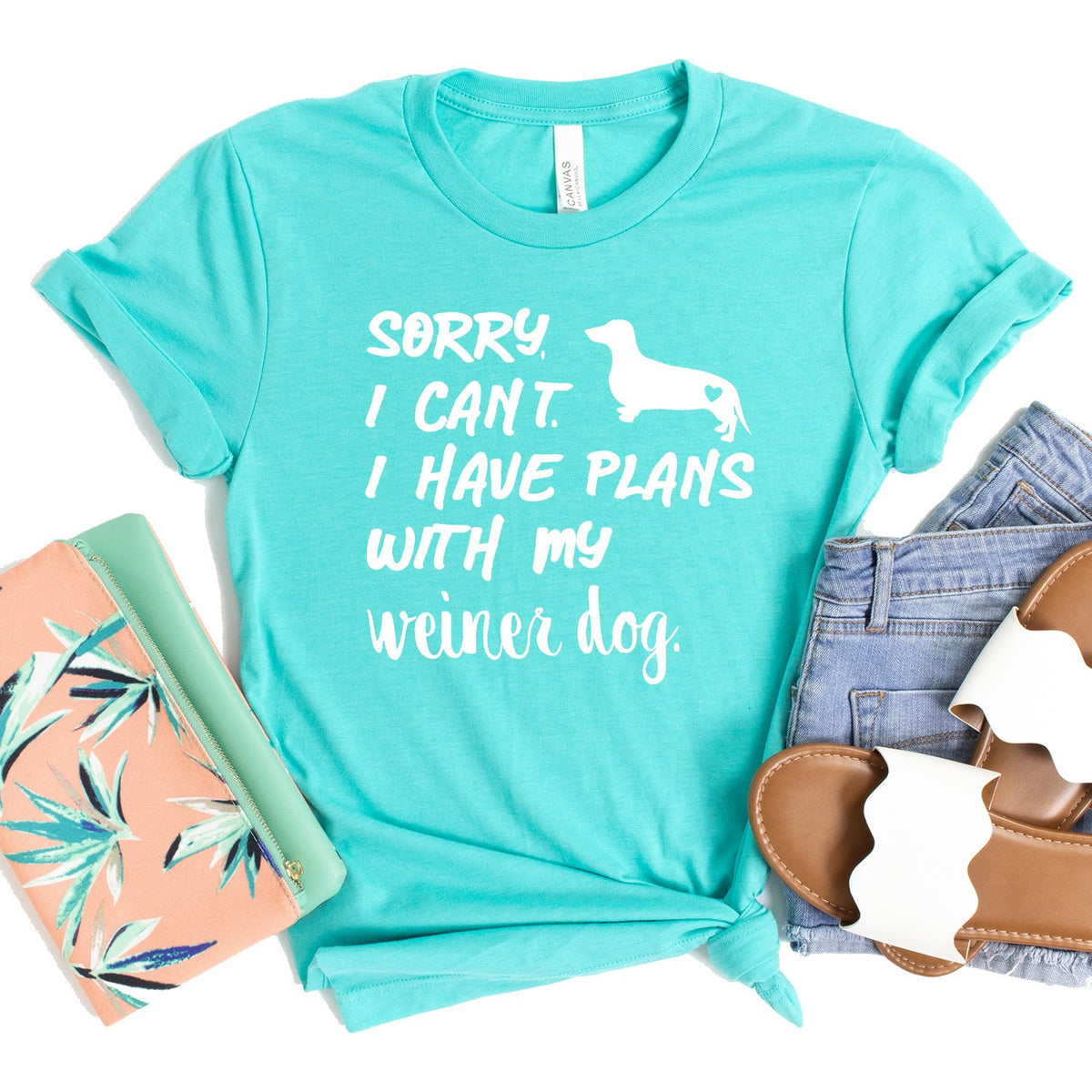 Sorry I Can&#39;t I Have Plans with My Weiner Dog - Short Sleeve Tee Shirt