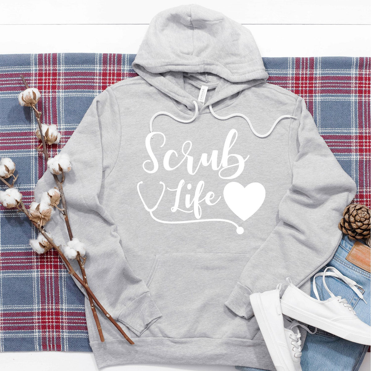 Scrub Life with Stethoscope and Heart - Hoodie Sweatshirt