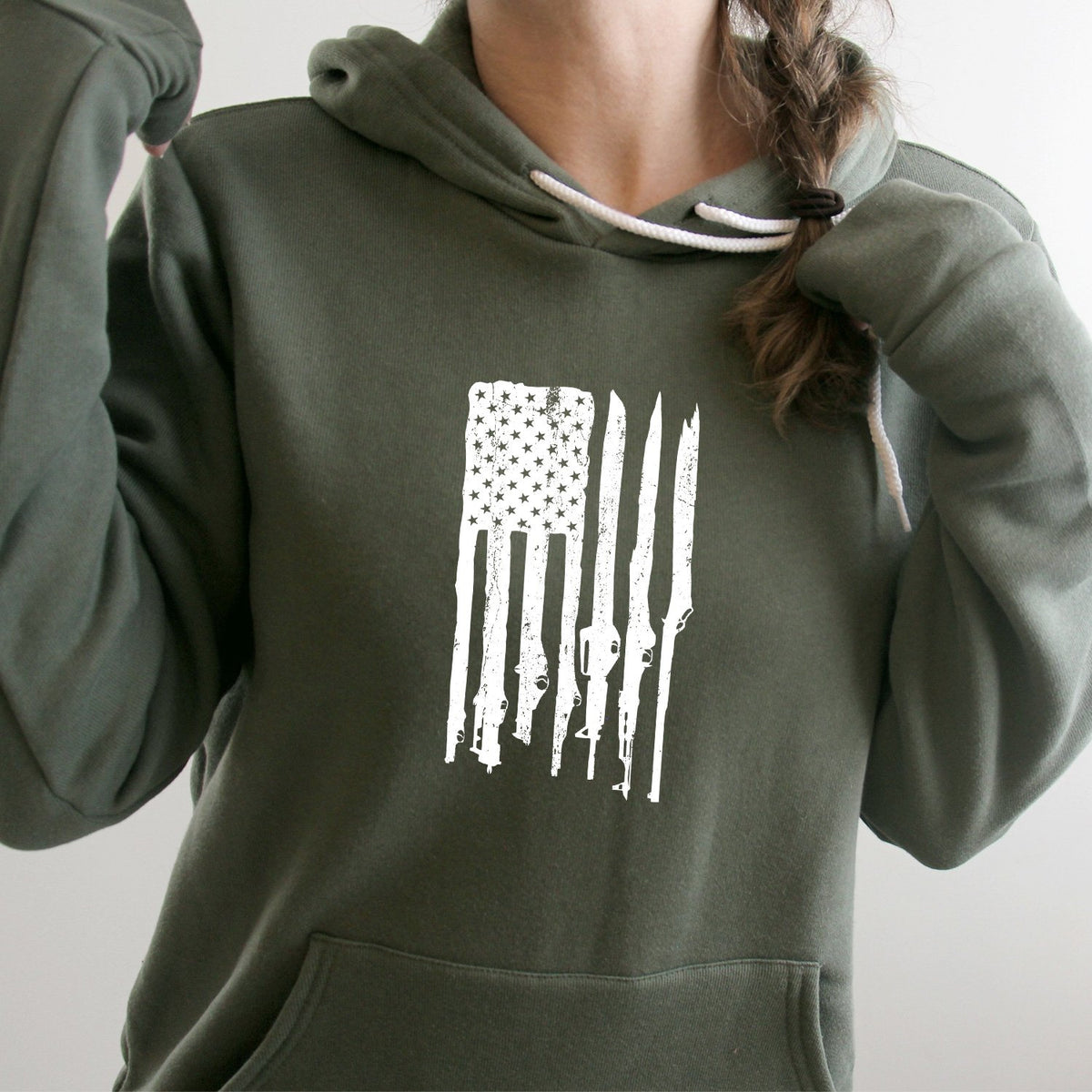 American Flag with Guns - Hoodie Sweatshirt