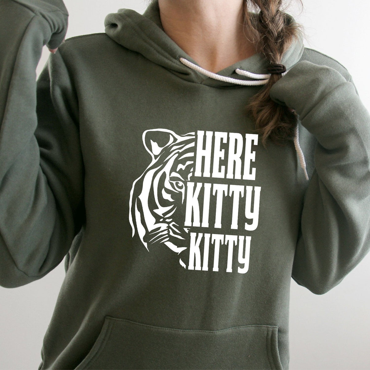 Here Kitty Kitty with Tiger - Hoodie Sweatshirt