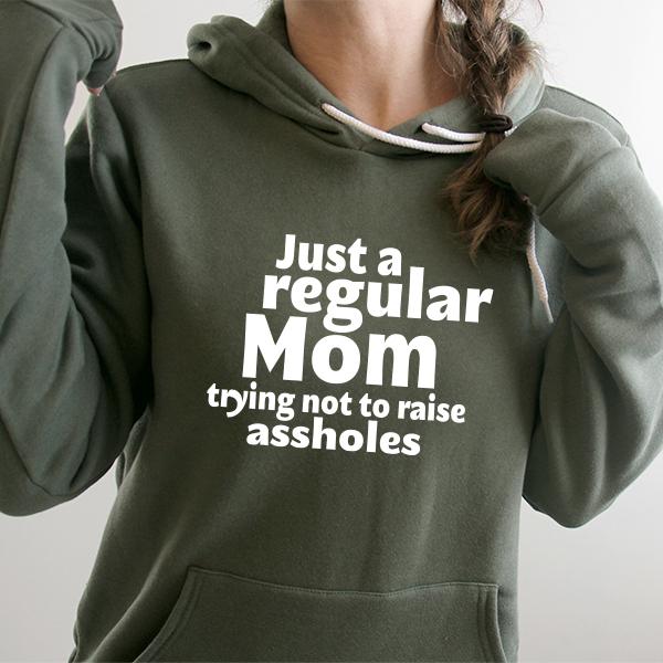 Just A Regular Mom Trying Not To Raise Assholes - Hoodie Sweatshirt