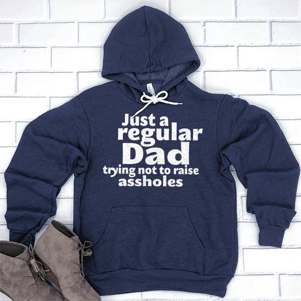 Just A Regular Dad Trying Not To Raise Assholes - Hoodie Sweatshirt
