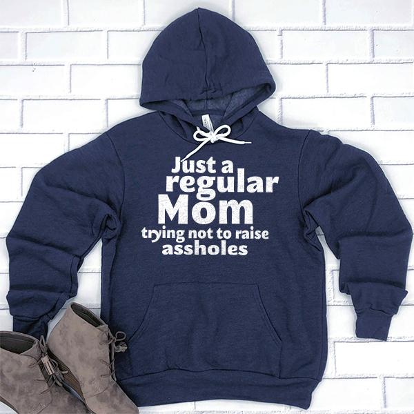 Just A Regular Mom Trying Not To Raise Assholes - Hoodie Sweatshirt