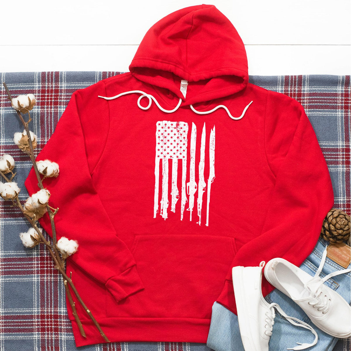 American Flag with Guns - Hoodie Sweatshirt