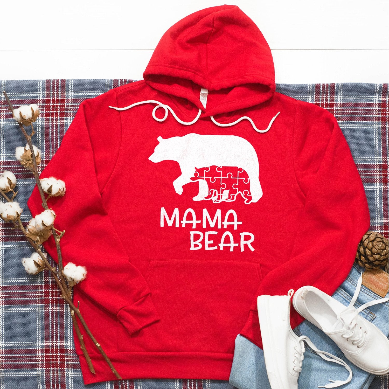 Mama bear hoodie plaid online