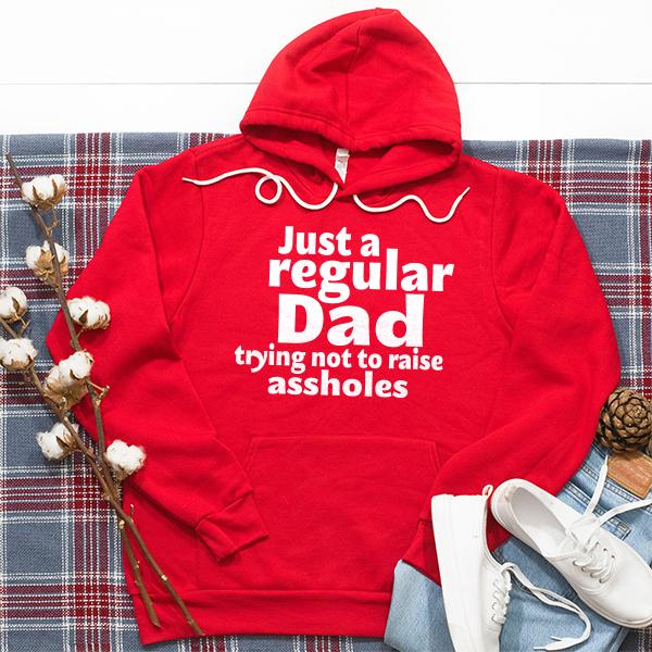 Just A Regular Dad Trying Not To Raise Assholes - Hoodie Sweatshirt