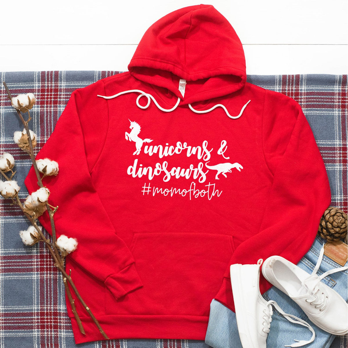 Unicorns &amp; Dinosaurs #MomOfBoth - Hoodie Sweatshirt