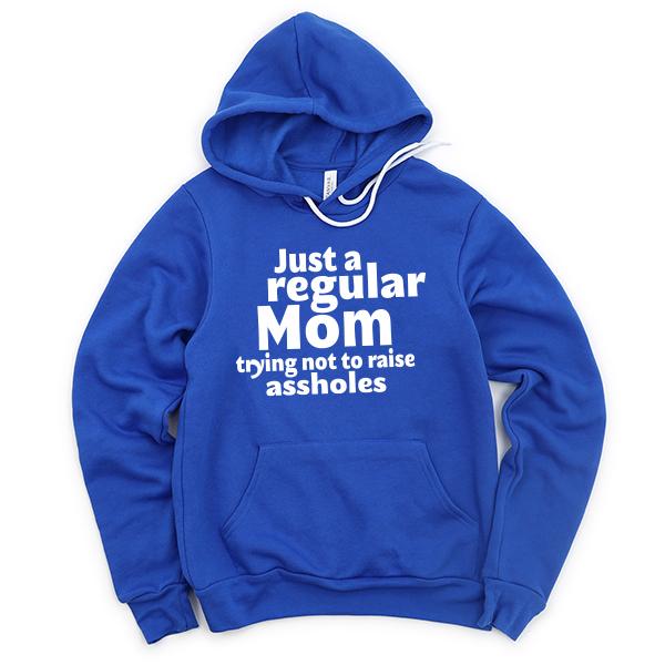 Just A Regular Mom Trying Not To Raise Assholes - Hoodie Sweatshirt