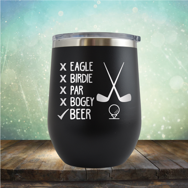 Eagle Birdie Par Bogey Beer - Stemless Wine Cup