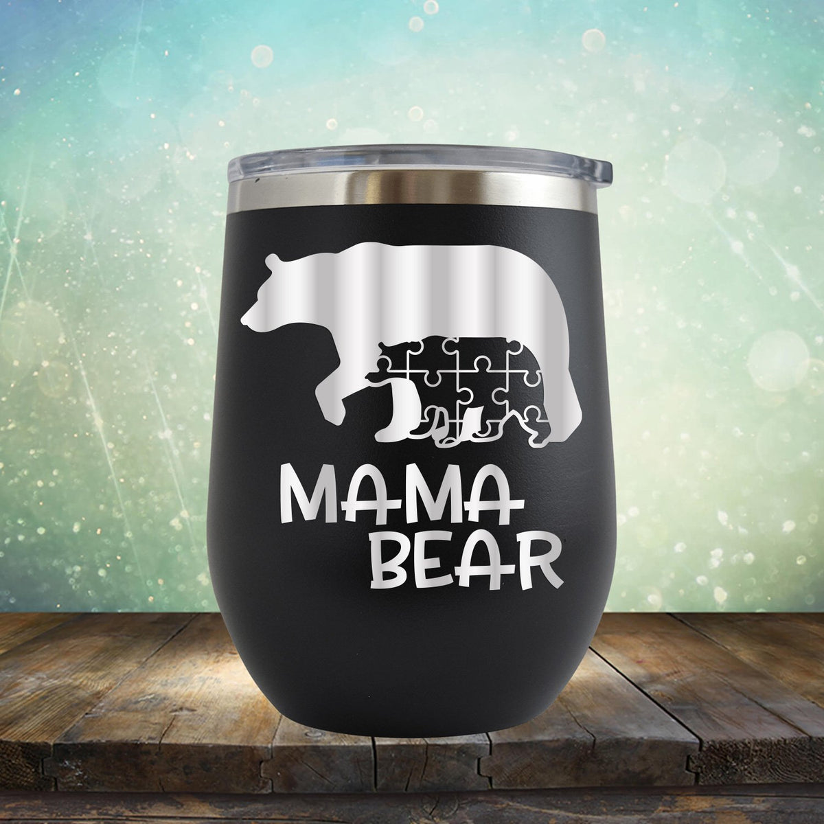 Autism Mama Bear and Cub - Wine Tumbler