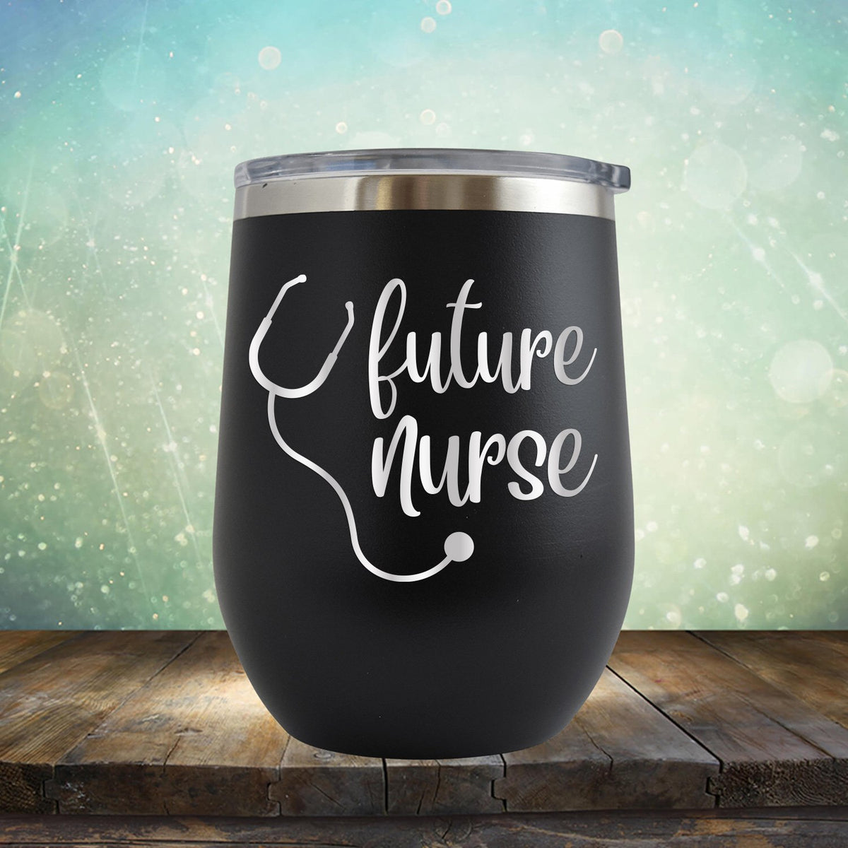 Future Nurse with Stethoscope - Stemless Wine Cup