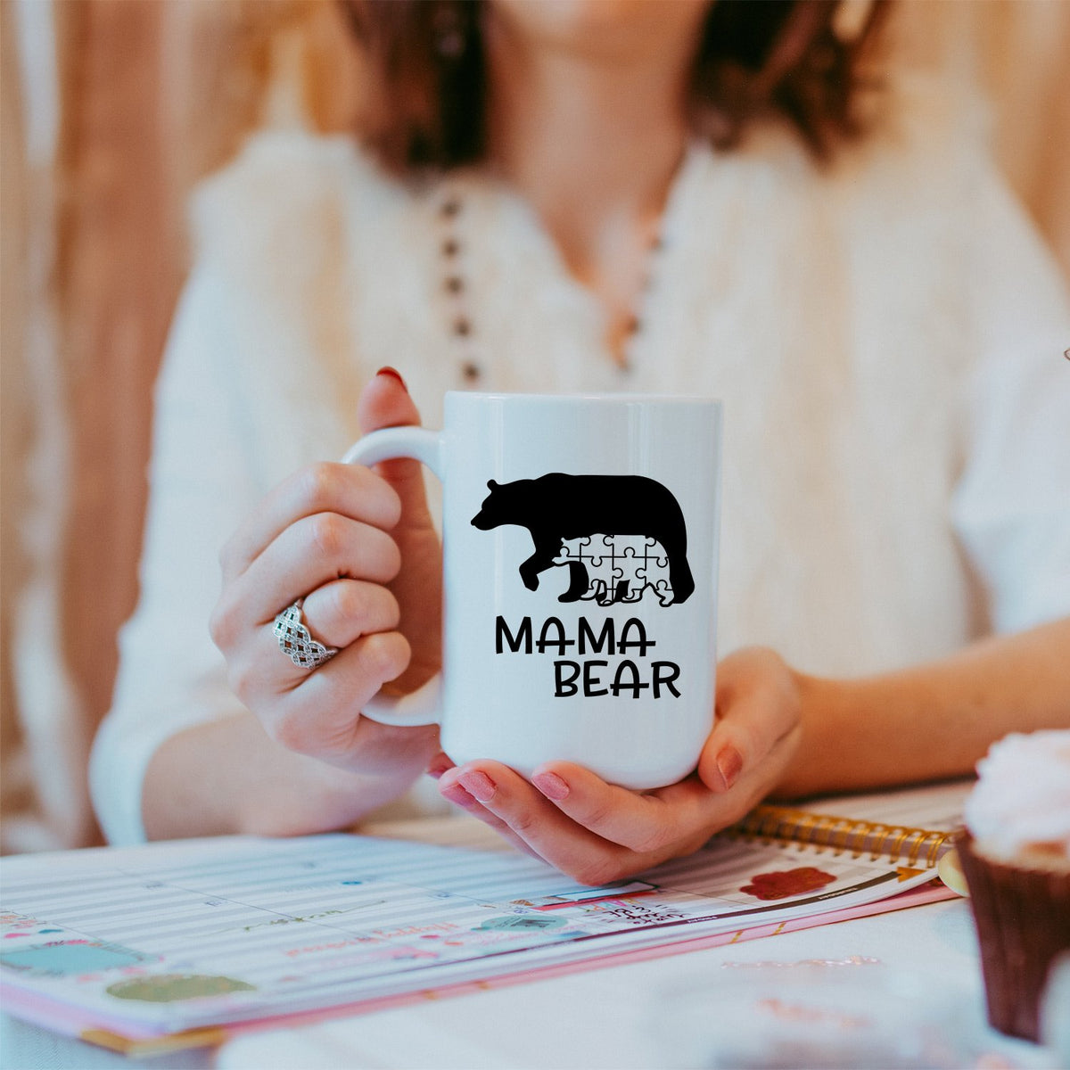 Autism Mama Bear And Cub - Ceramic Coffee Mug