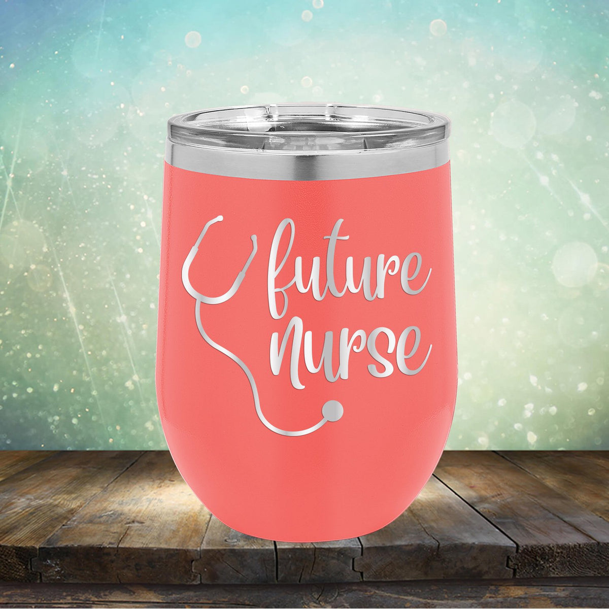 Future Nurse with Stethoscope - Stemless Wine Cup