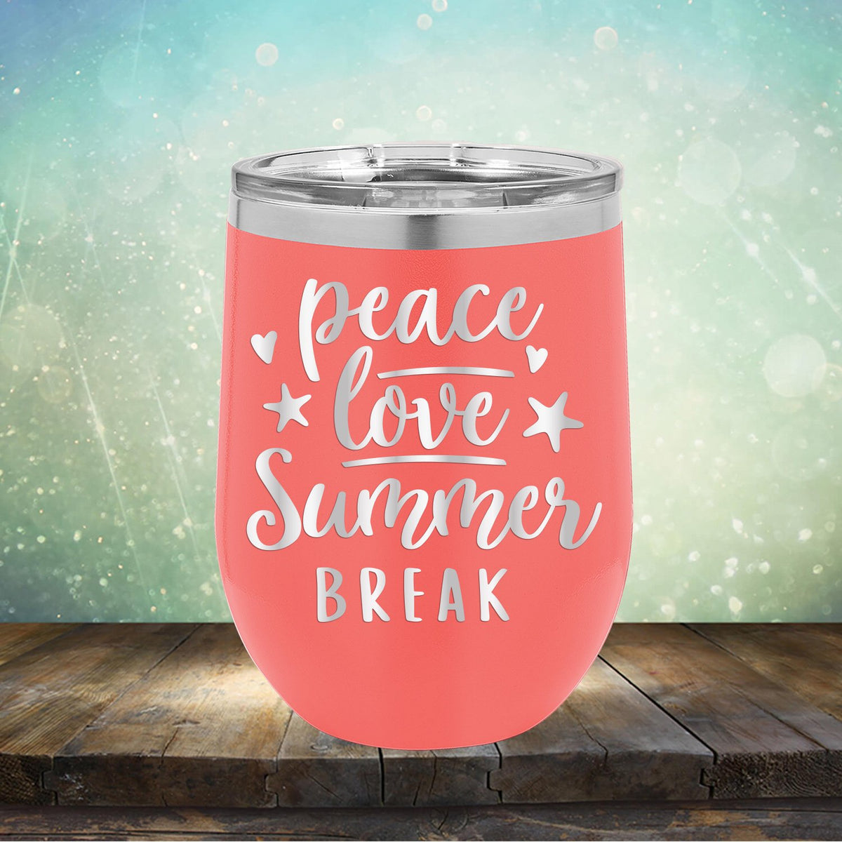 Peace Love Summer Break - Stemless Wine Cup