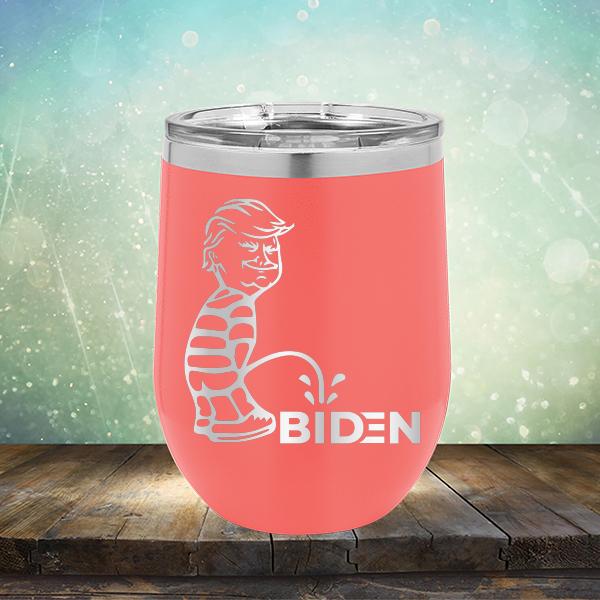 Trump Peeing On Biden - Stemless Wine Cup