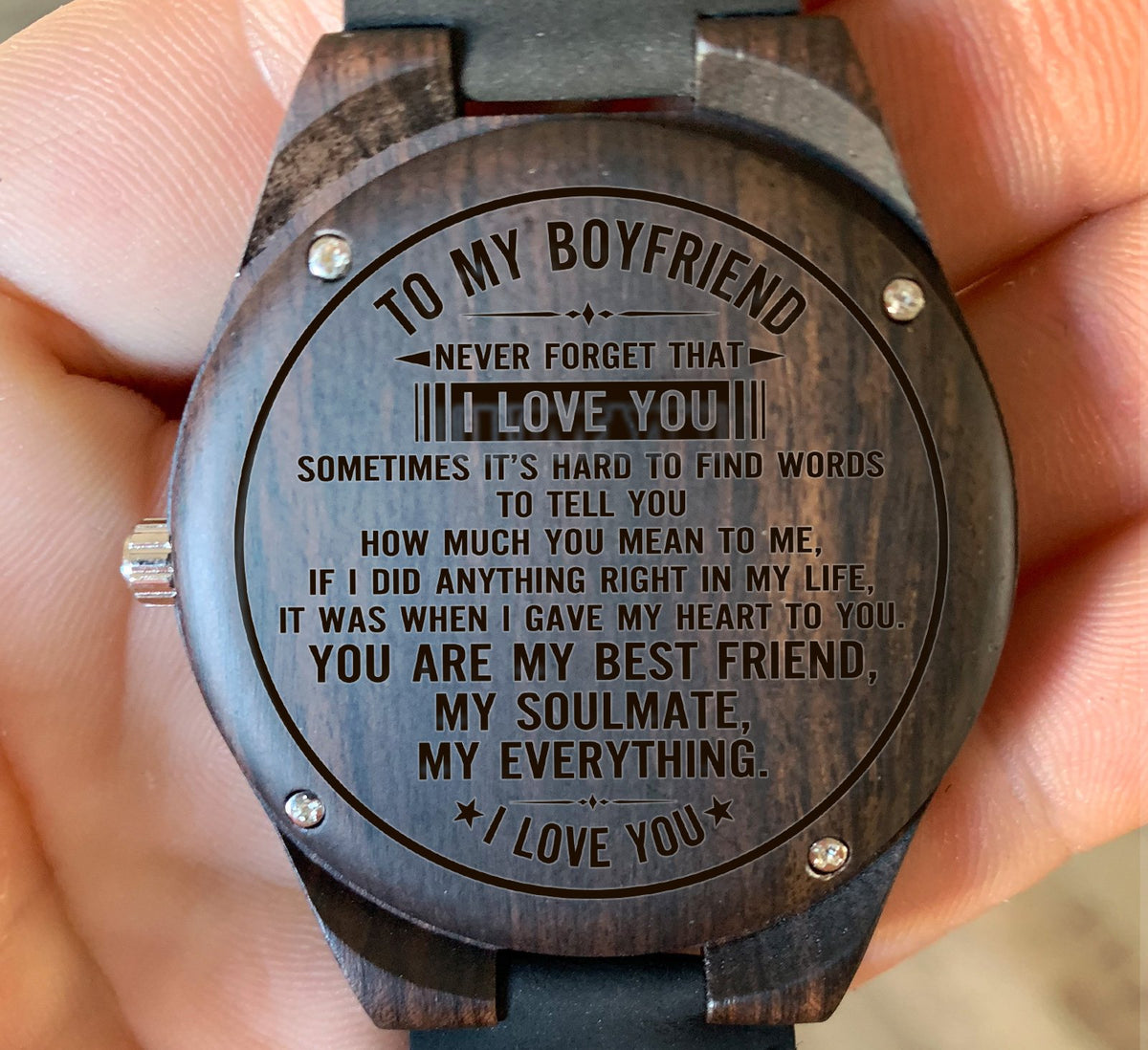 To My Boyfriend - Never Forget That I Love You - Wooden Watch