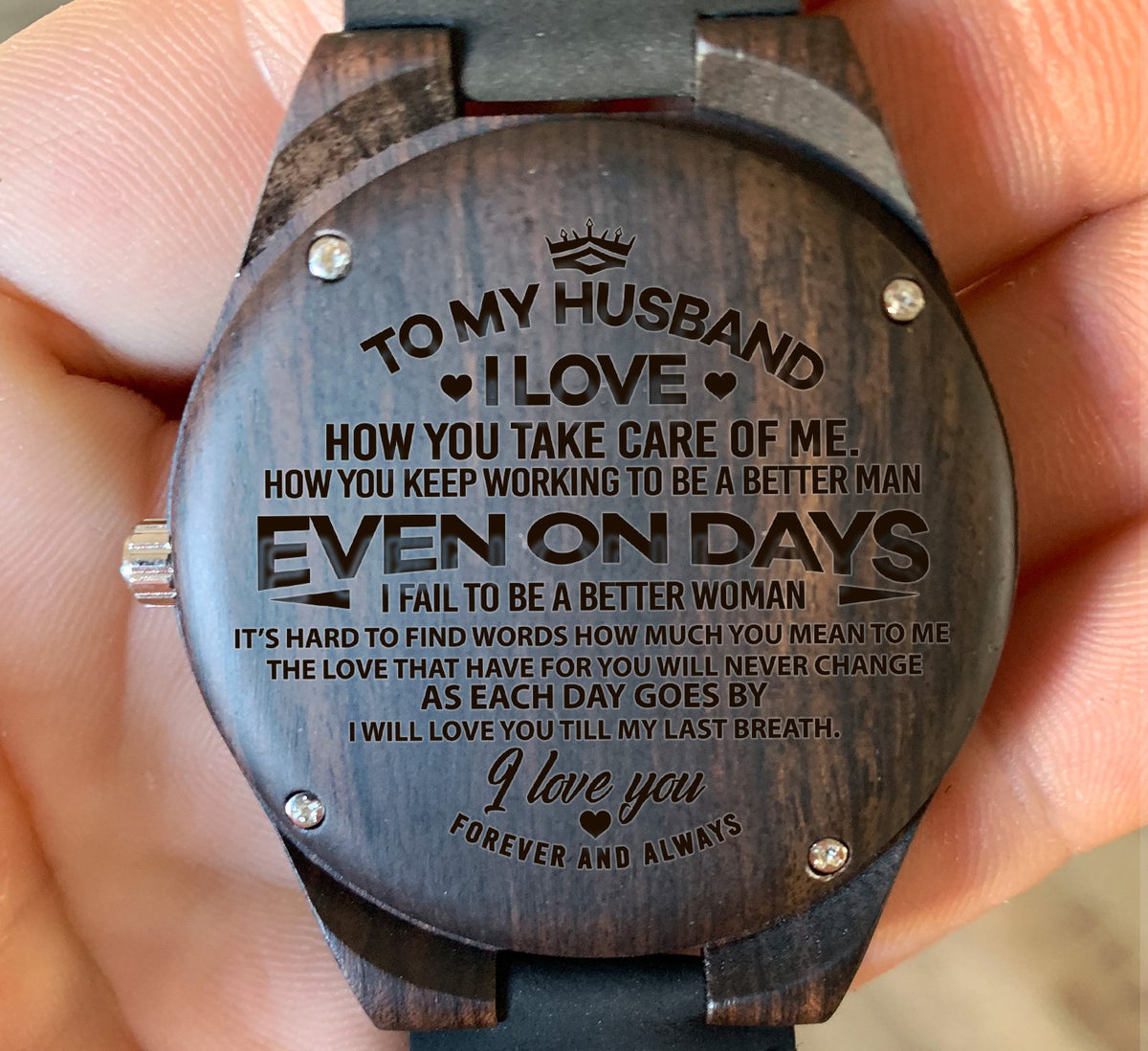 To My Husband - I Love How You Take Care of Me - Wooden Watch