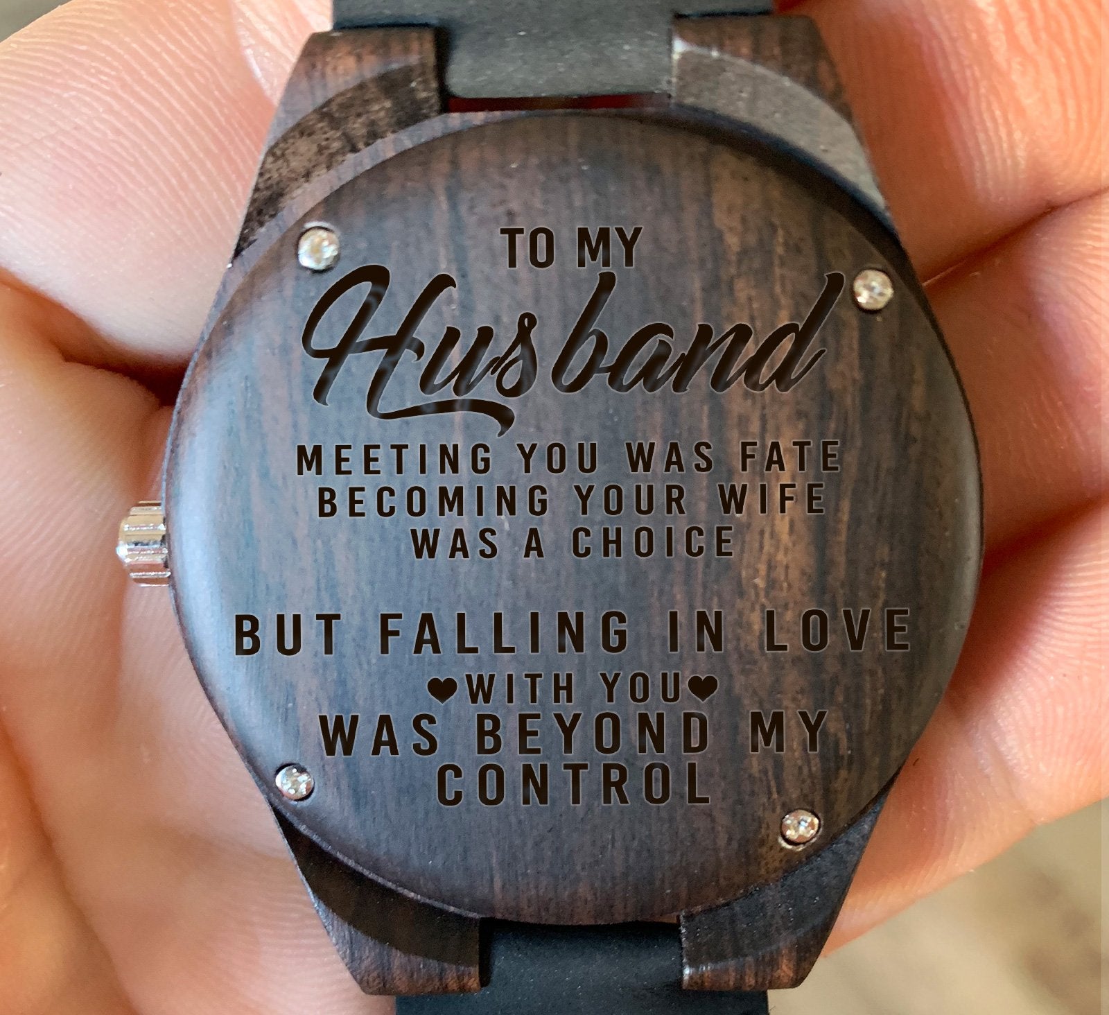 Falling in Love with You was Beyond My Control Wooden Watch
