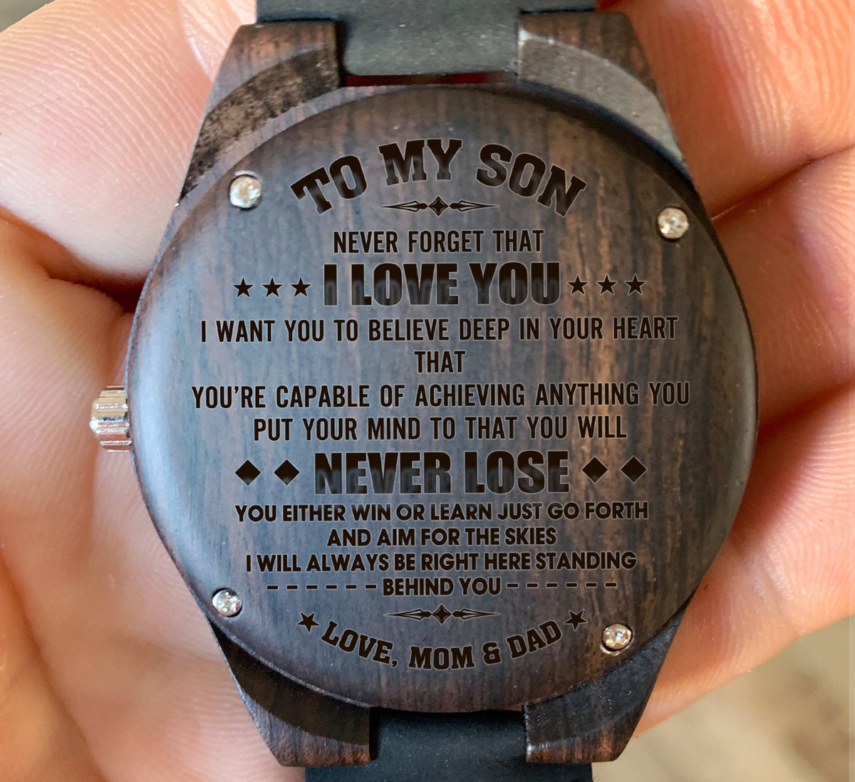 To My Son - You&#39;re Capable of Achieving Anything You Put Your Mind to That You Will Never Lose - Wooden Watch