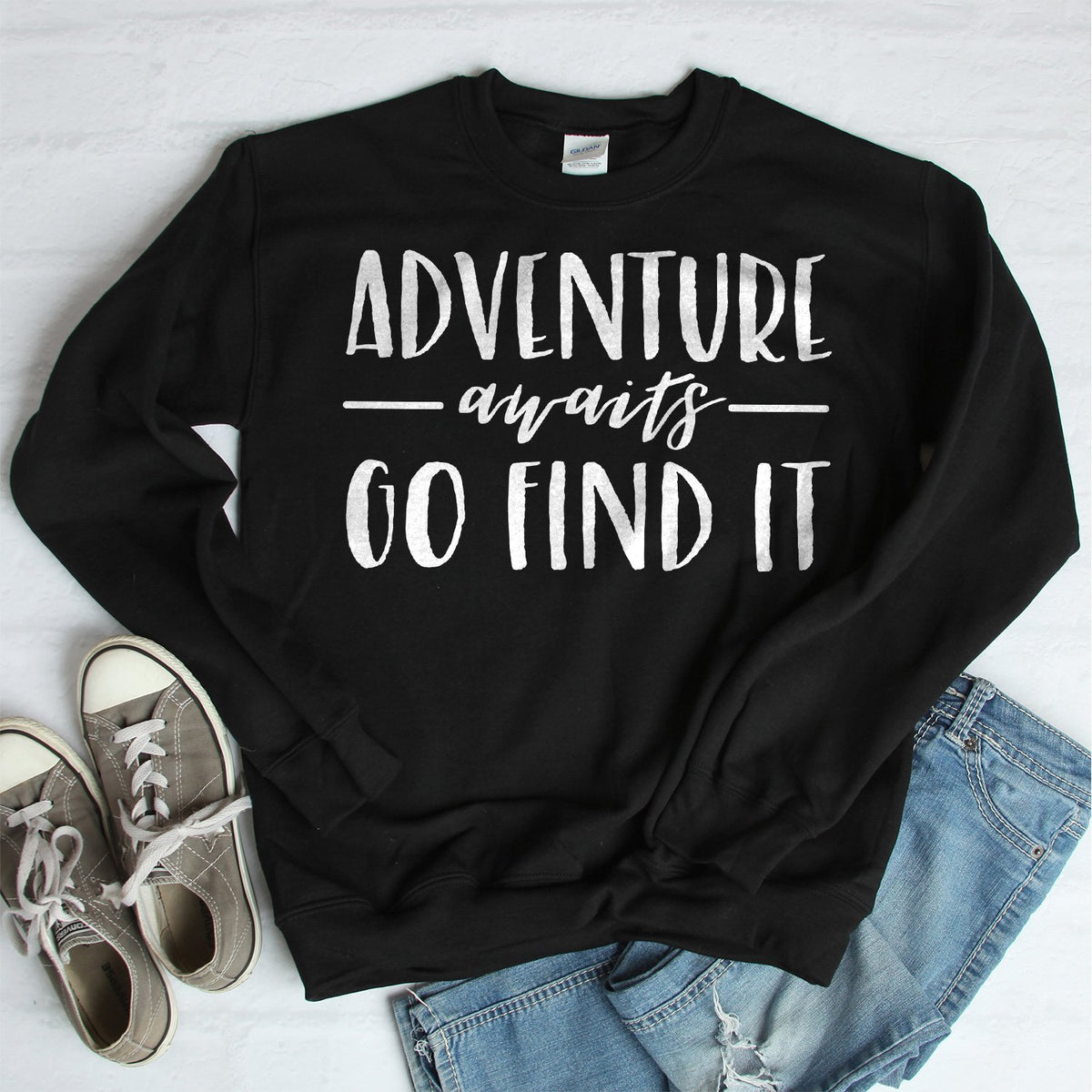 Adventure Awaits Go Find it - Long Sleeve Heavy Crewneck Sweatshirt