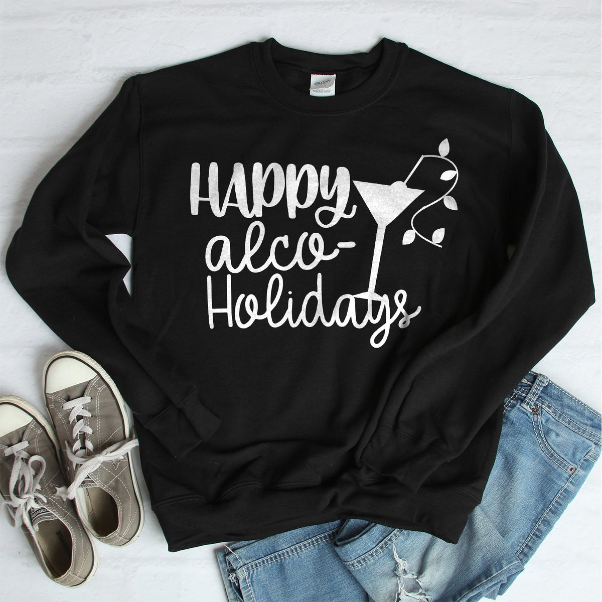 Happy Alco Holidays - Long Sleeve Heavy Crewneck Sweatshirt