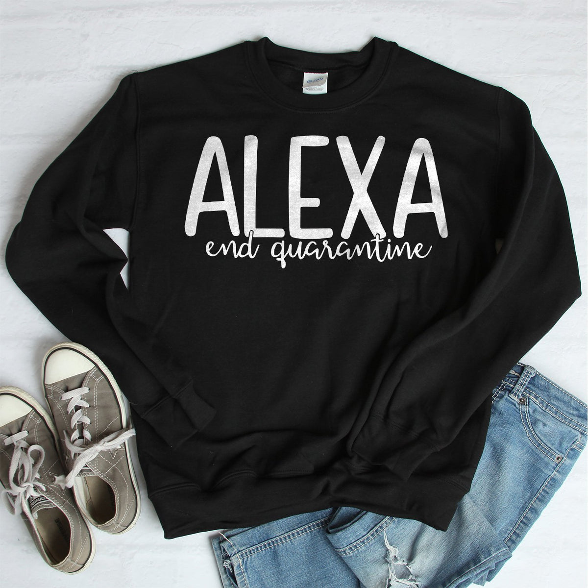 Alexa End Quarantine - Long Sleeve Heavy Crewneck Sweatshirt
